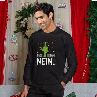Weihnachtspullover - Grinch - Bevor Du fragst NEIN. (Mittelfinger)