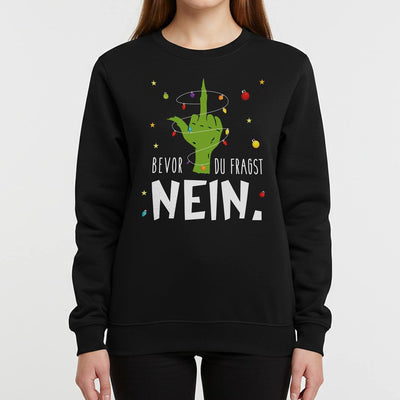 Weihnachtspullover - Grinch - Bevor Du fragst NEIN. (Mittelfinger)