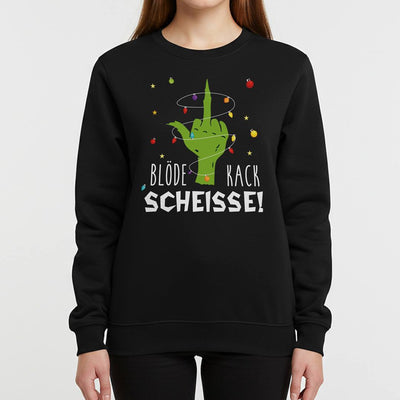 Weihnachtspullover - Grinch - Blöde Kackscheiße! (Mittelfinger)