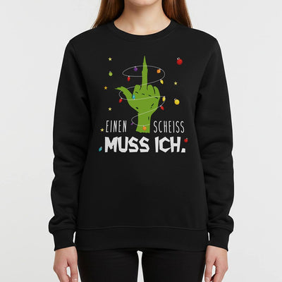 Weihnachtspullover - Grinch - Einen Scheiß muss ich. (Mittelfinger)