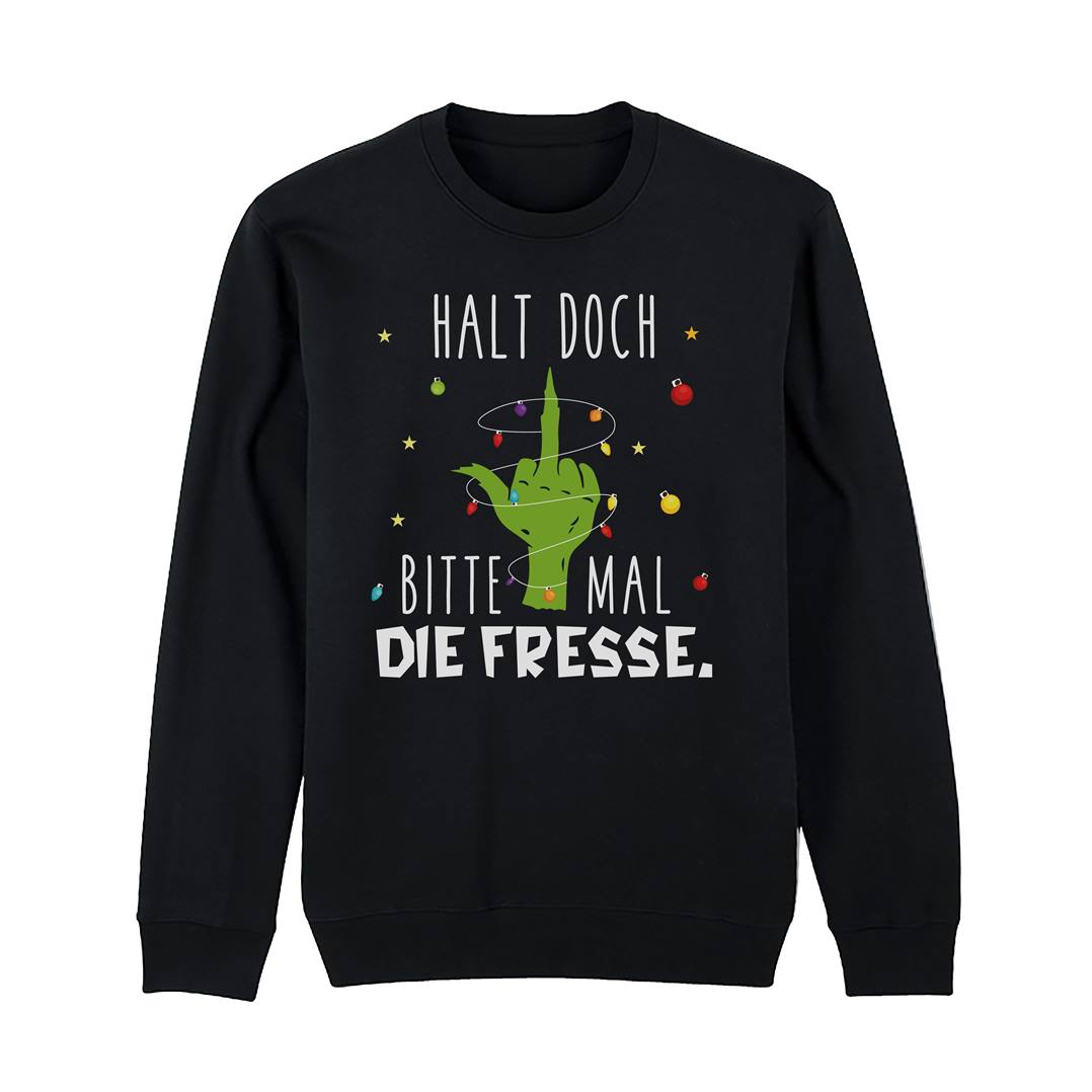 Weihnachtspullover - Grinch - Halt doch bitte mal die Fresse. (Mittelfinger)
