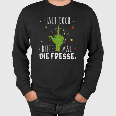 Weihnachtspullover - Grinch - Halt doch bitte mal die Fresse. (Mittelfinger)