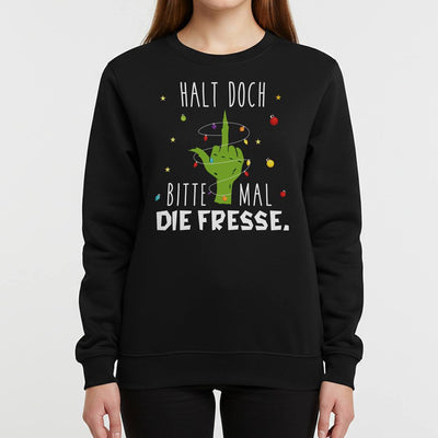 Weihnachtspullover - Grinch - Halt doch bitte mal die Fresse. (Mittelfinger)