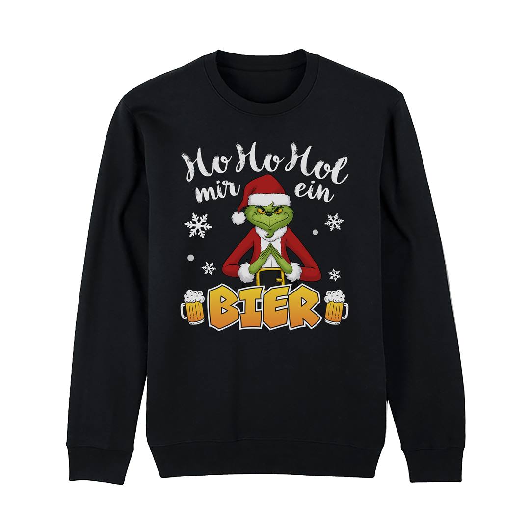 Weihnachtspullover - Grinch - Ho Ho Hol mir ein Bier