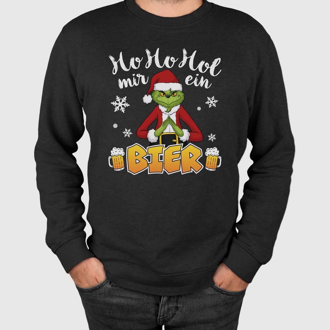 Weihnachtspullover - Grinch - Ho Ho Hol mir ein Bier