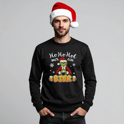 Weihnachtspullover - Grinch - Ho Ho Hol mir ein Bier
