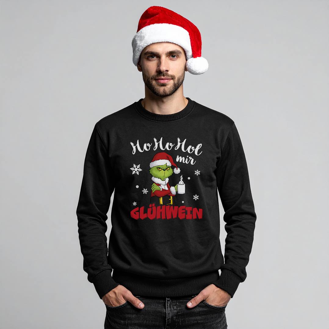 Weihnachtspullover - Grinch - Ho Ho Hol mir Glühwein