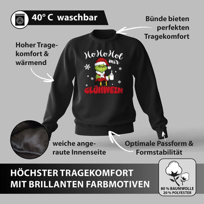 Weihnachtspullover - Grinch - Ho Ho Hol mir Glühwein