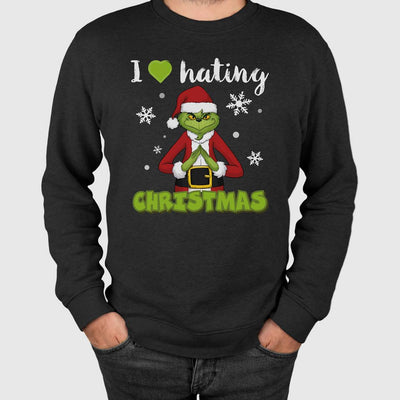 Weihnachtspullover - Grinch - I love hating Christmas