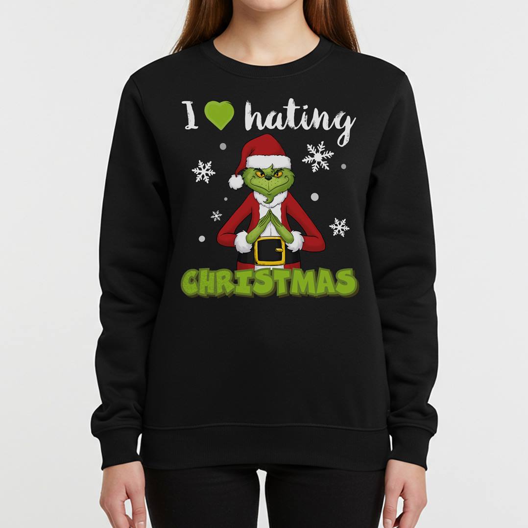 Weihnachtspullover - Grinch - I love hating Christmas