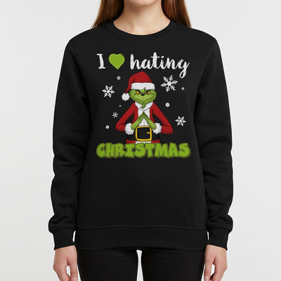Weihnachtspullover - Grinch - I love hating Christmas