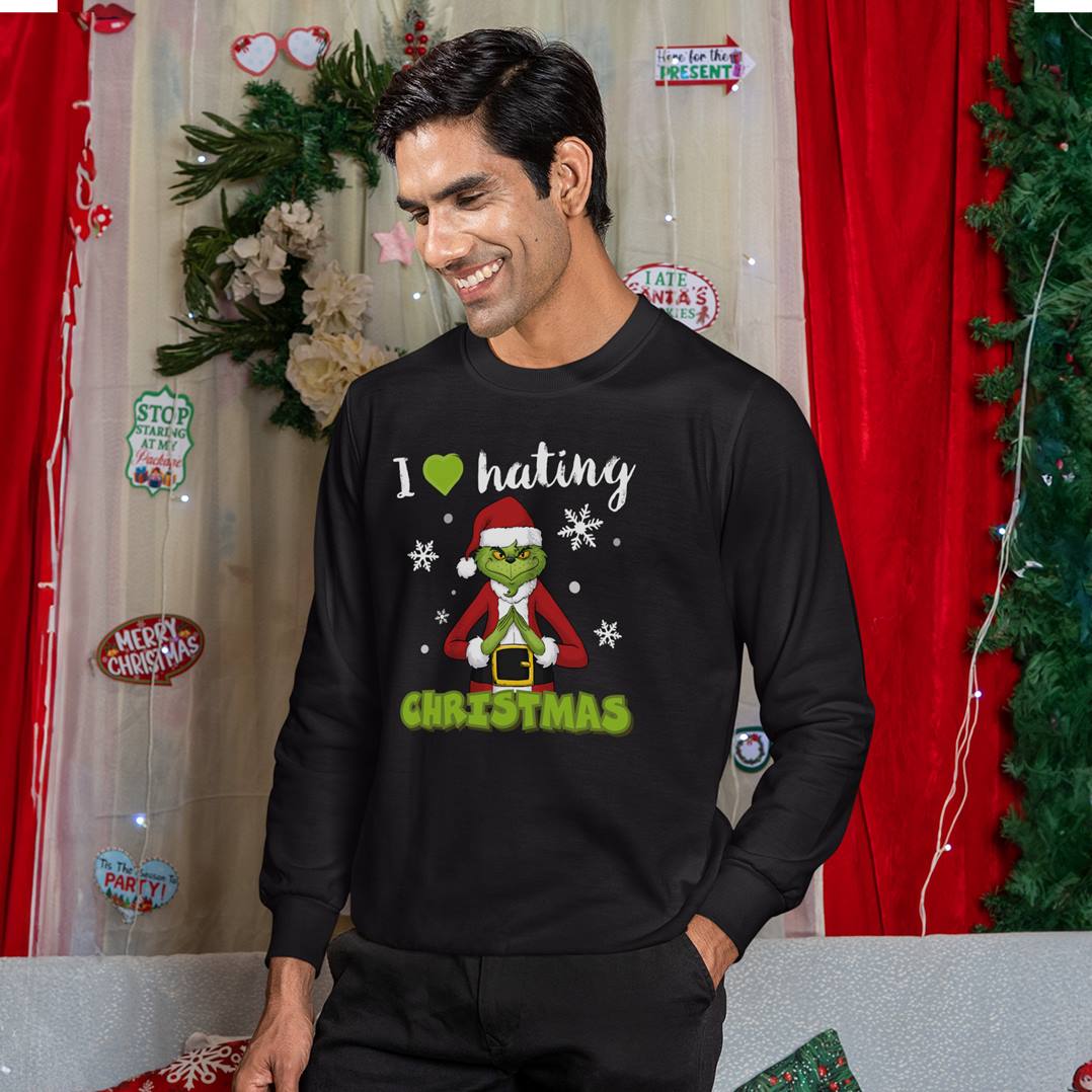 Weihnachtspullover - Grinch - I love hating Christmas