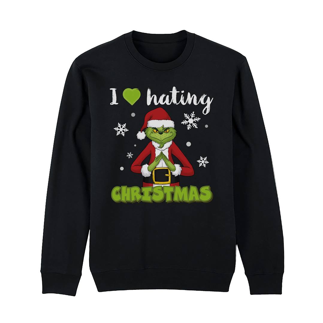 Weihnachtspullover - Grinch - I love hating Christmas