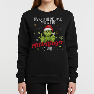 Weihnachtspullover - Grinch - Ich bin heute emotional sehr nah am Mittelfinger gebaut. (LH)