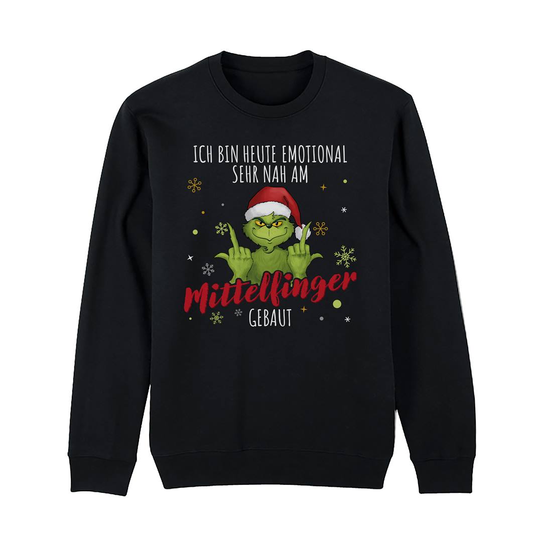 Weihnachtspullover - Grinch - Ich bin heute emotional sehr nah am Mittelfinger gebaut. (LH)