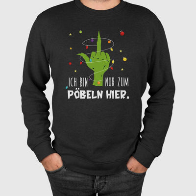 Weihnachtspullover - Grinch - Ich bin nur zum Pöbeln hier. (Mittelfinger)