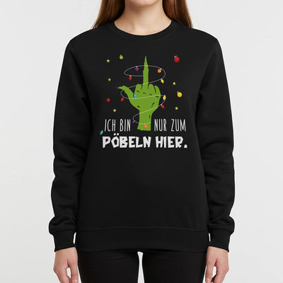 Weihnachtspullover - Grinch - Ich bin nur zum Pöbeln hier. (Mittelfinger)