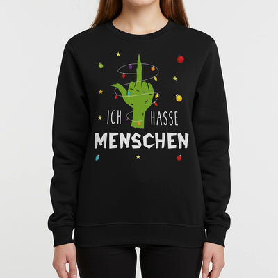 Weihnachtspullover - Grinch - Ich hasse Menschen (Mittelfinger)