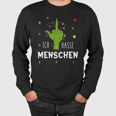 Weihnachtspullover - Grinch - Ich hasse Menschen (Mittelfinger)