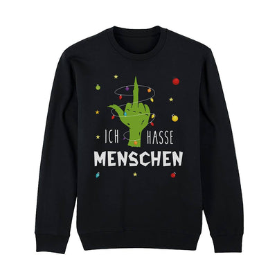 Weihnachtspullover - Grinch - Ich hasse Menschen (Mittelfinger)