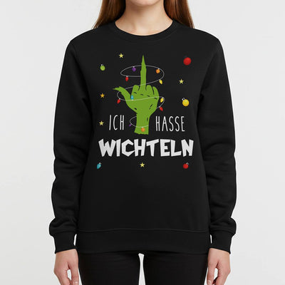 Weihnachtspullover - Grinch - Ich hasse Wichteln (Mittelfinger)