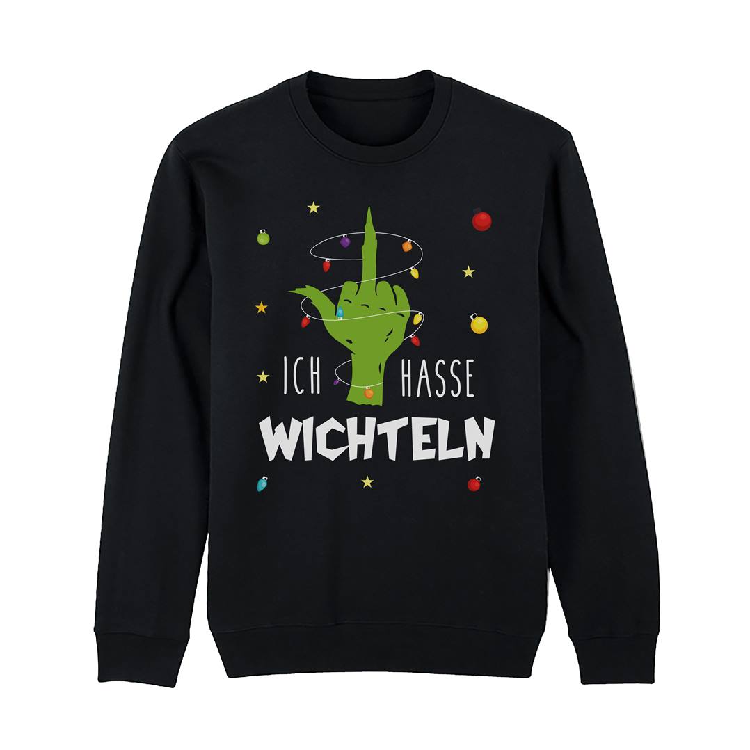 Weihnachtspullover - Grinch - Ich hasse Wichteln (Mittelfinger)