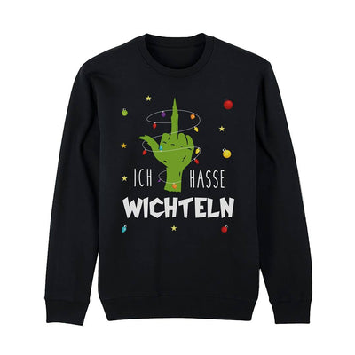 Weihnachtspullover - Grinch - Ich hasse Wichteln (Mittelfinger)