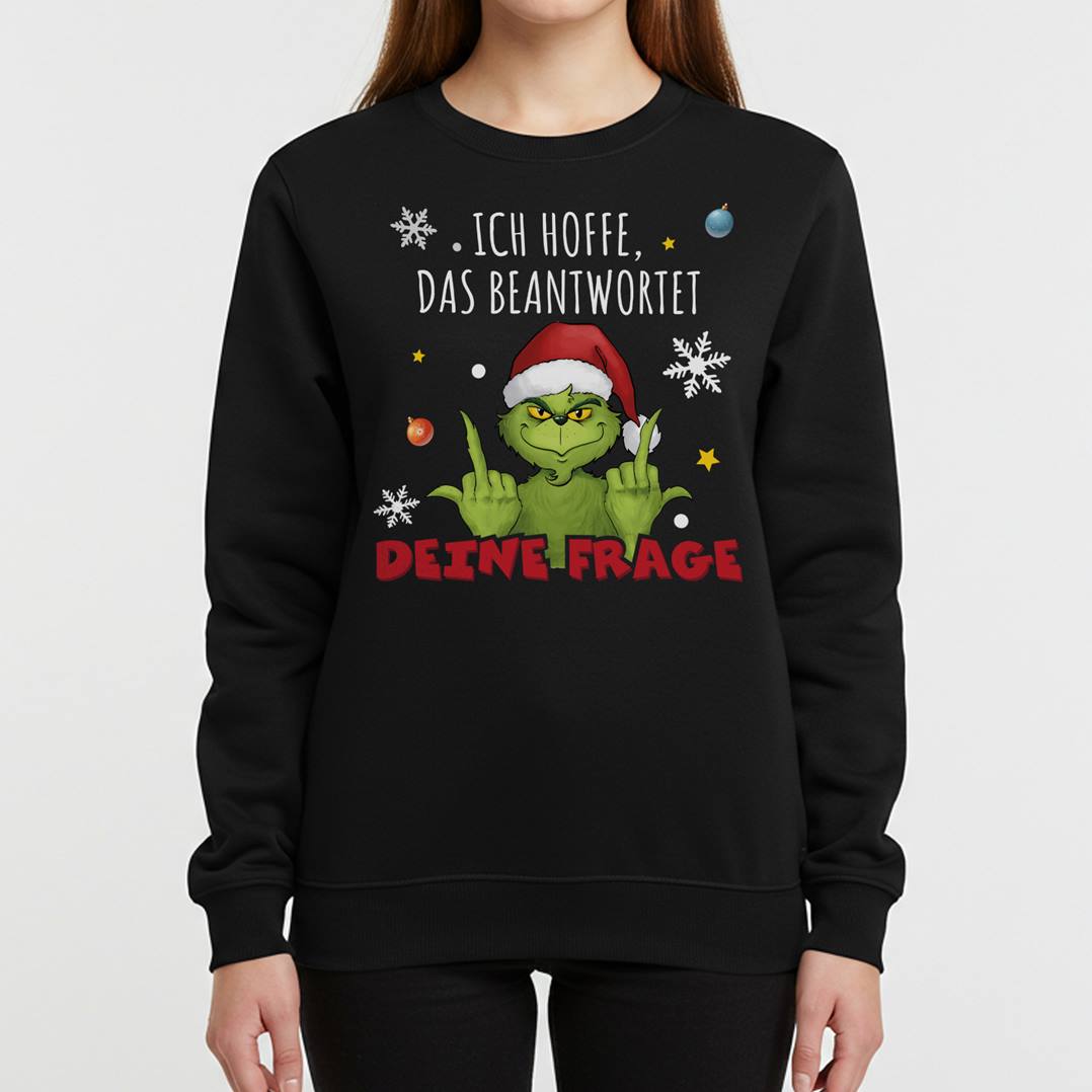 Weihnachtspullover - Grinch - Ich hoffe, das beantwortet Deine Frage (Mittelfinger)
