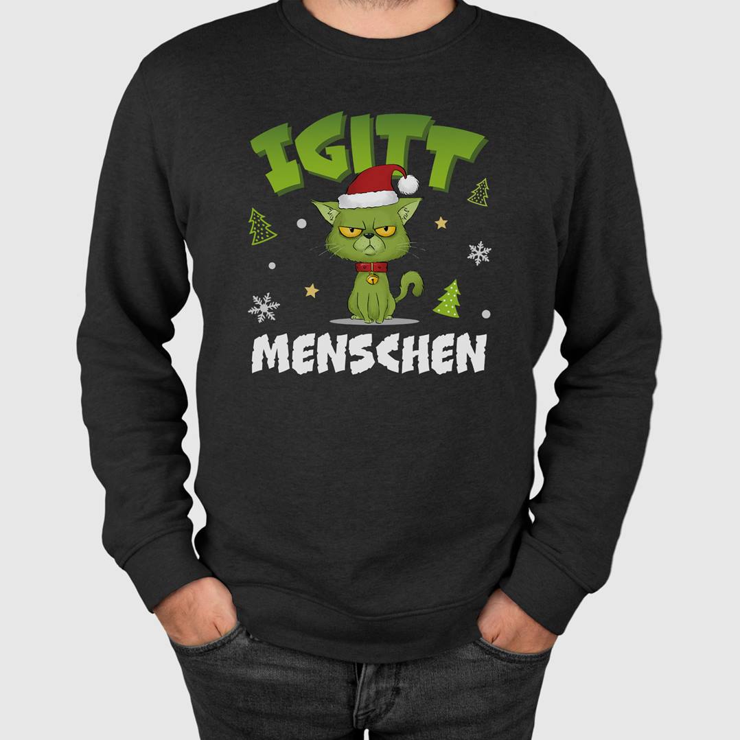 Weihnachtspullover - Grinch Katze - Igitt, Menschen
