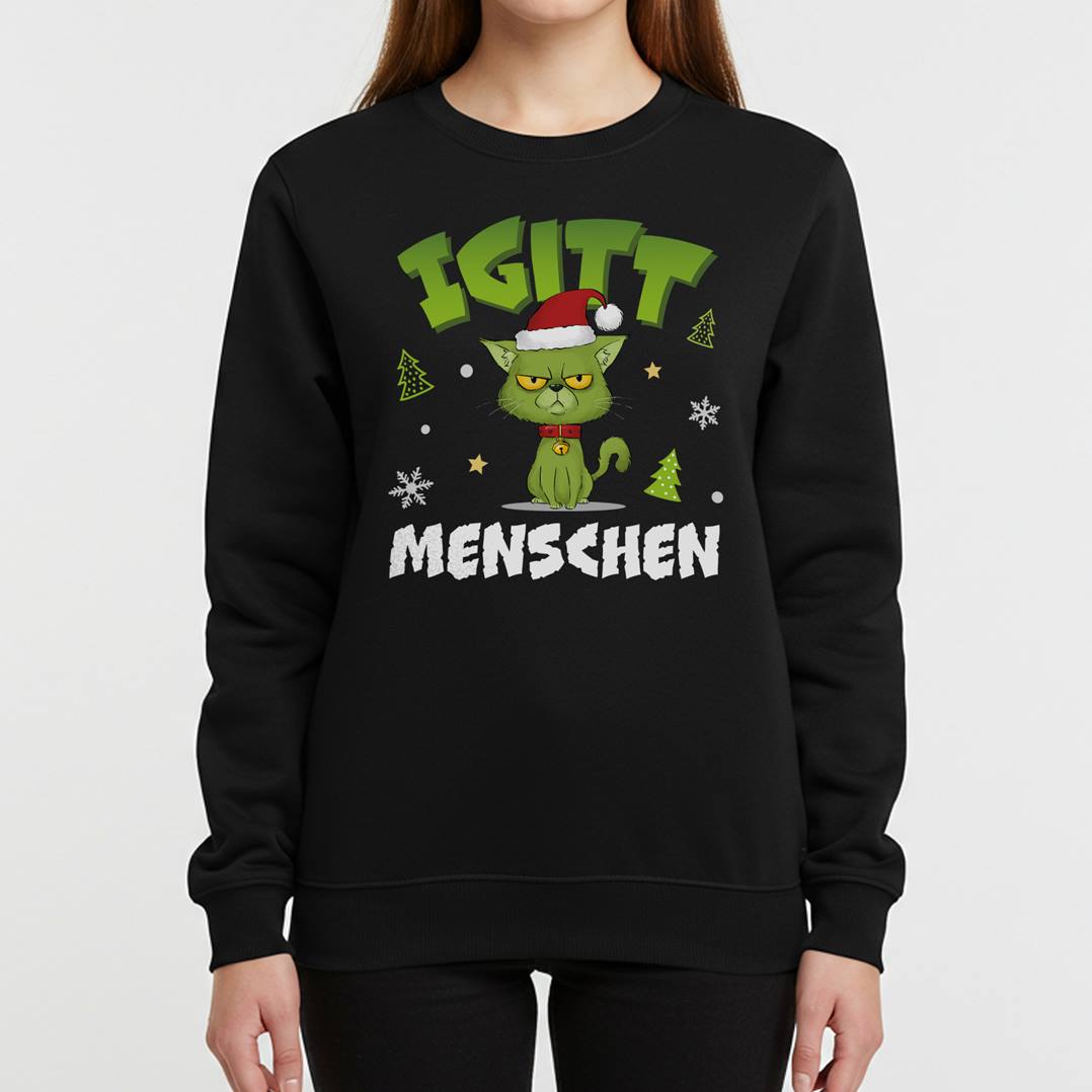 Weihnachtspullover - Grinch Katze - Igitt, Menschen