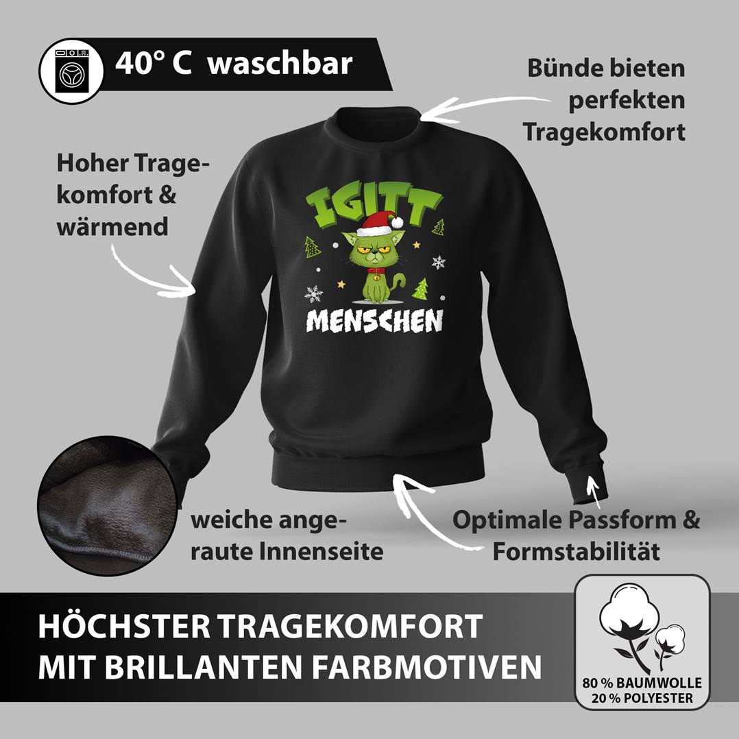 Weihnachtspullover - Grinch Katze - Igitt, Menschen