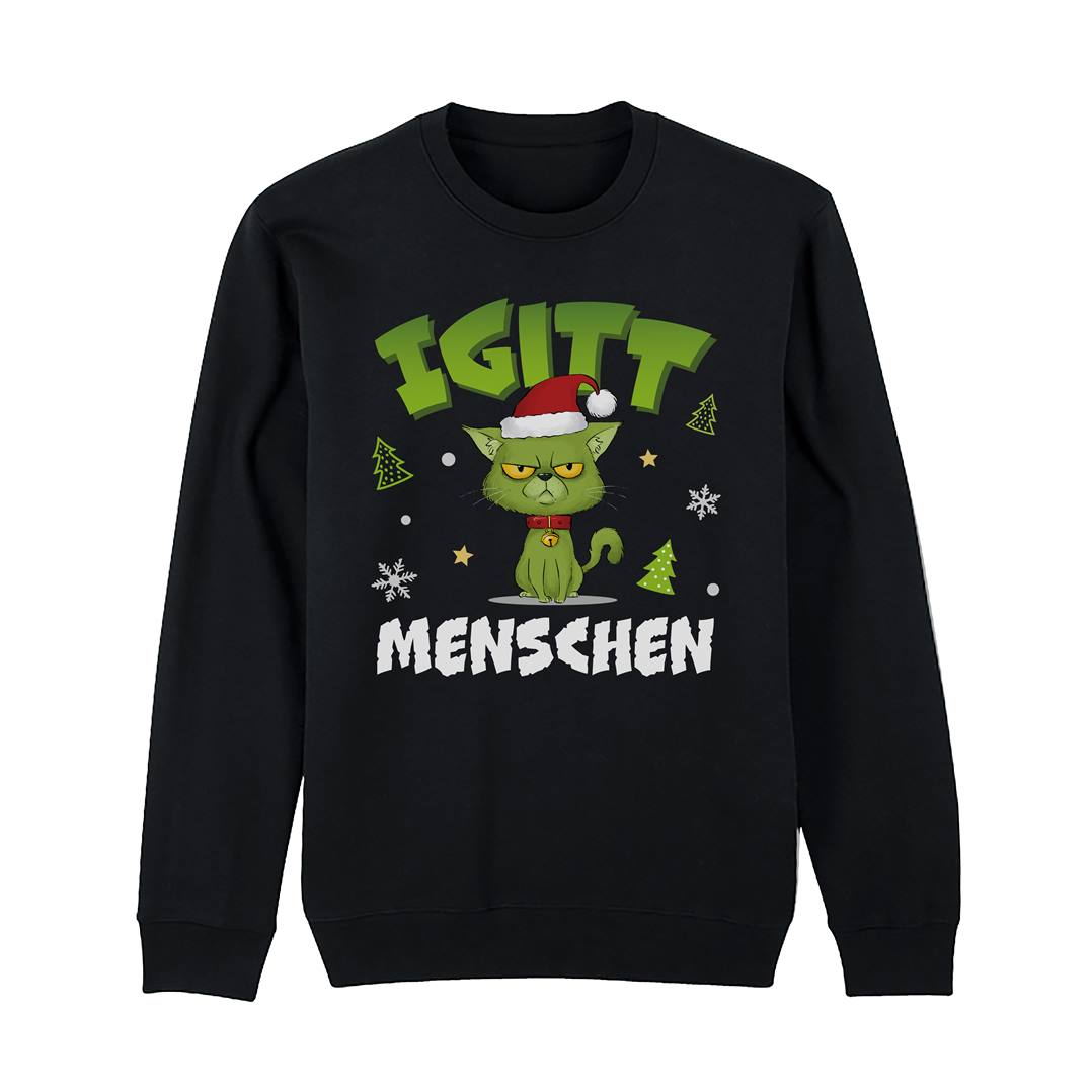 Weihnachtspullover - Grinch Katze - Igitt, Menschen