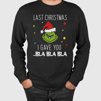Weihnachtspullover - Grinch - Last Christmas I gave you ... bla bla bla (Gesicht)