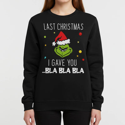 Weihnachtspullover - Grinch - Last Christmas I gave you ... bla bla bla (Gesicht)