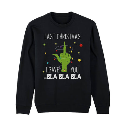 Weihnachtspullover - Grinch - Last Christmas I gave you ... bla bla bla (Mittelfinger)