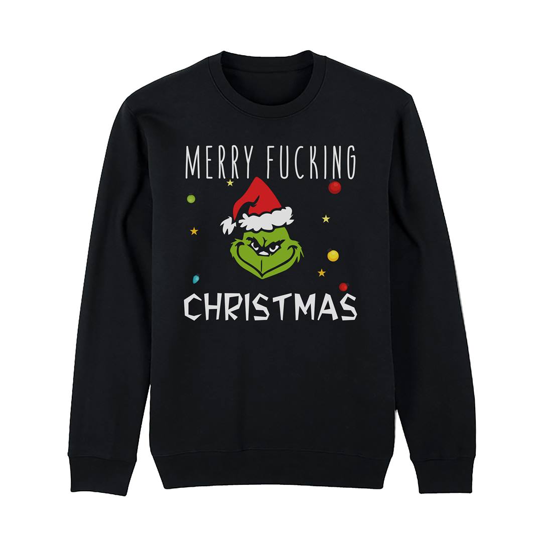 Weihnachtspullover - Grinch - Merry fucking christmas (Gesicht)