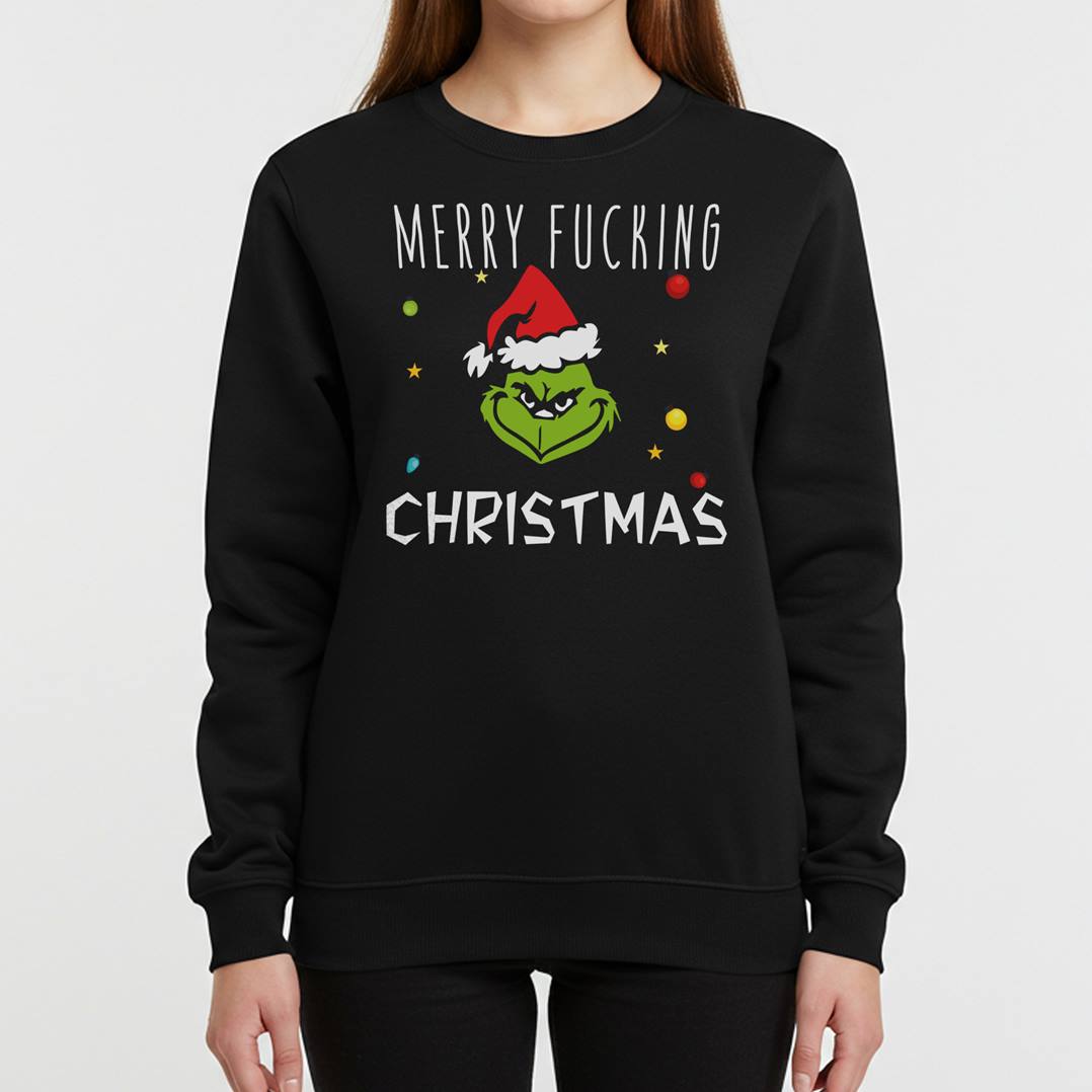 Weihnachtspullover - Grinch - Merry fucking christmas (Gesicht)
