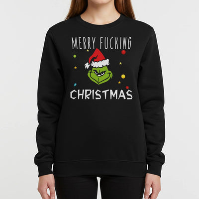 Weihnachtspullover - Grinch - Merry fucking christmas (Gesicht)