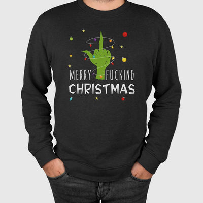 Weihnachtspullover - Grinch - Merry fucking christmas (Mittelfinger)