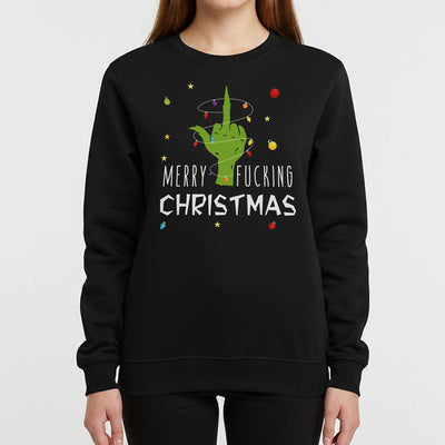 Weihnachtspullover - Grinch - Merry fucking christmas (Mittelfinger)