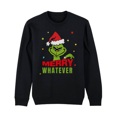 Weihnachtspullover - Grinch - Merry whatever (Gesicht & Hand)