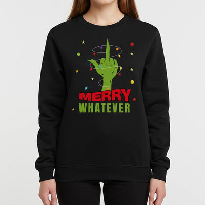 Weihnachtspullover - Grinch - Merry whatever (Mittelfinger)