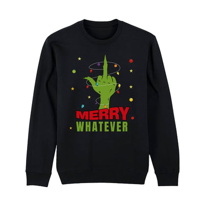 Weihnachtspullover - Grinch - Merry whatever (Mittelfinger)