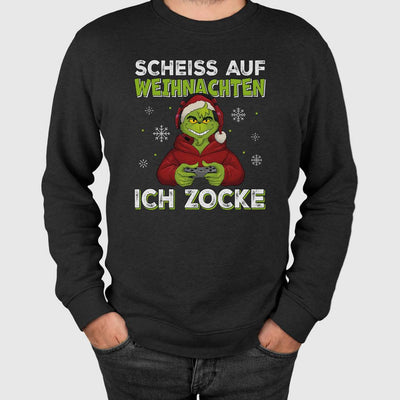 Weihnachtspullover - Grinch - Scheiß auf Weihnachten, ich zocke