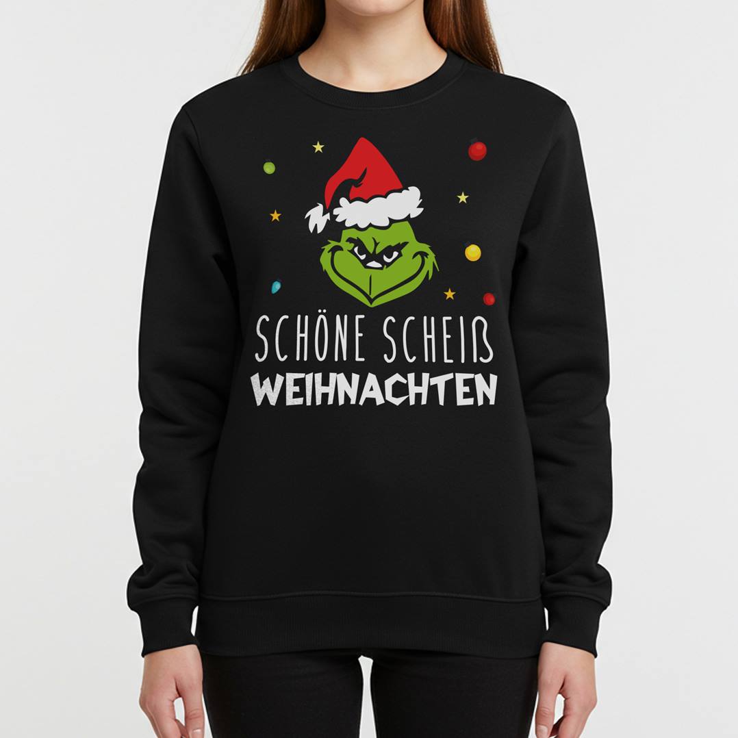 Weihnachtspullover - Grinch - Schöne scheiß Weihnachten (Gesicht)