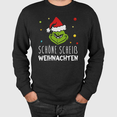 Weihnachtspullover - Grinch - Schöne scheiß Weihnachten (Gesicht)