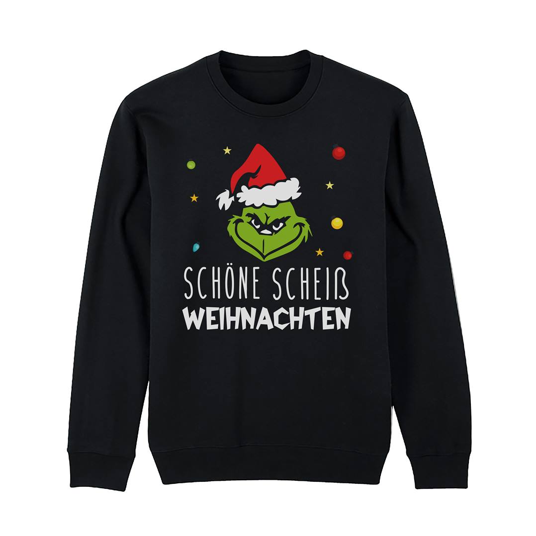 Weihnachtspullover - Grinch - Schöne scheiß Weihnachten (Gesicht)