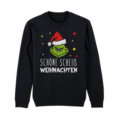 Weihnachtspullover - Grinch - Schöne scheiß Weihnachten (Gesicht)