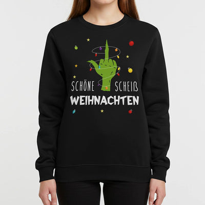 Weihnachtspullover - Grinch - Schöne scheiß Weihnachten (Mittelfinger)