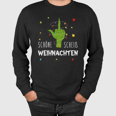 Weihnachtspullover - Grinch - Schöne scheiß Weihnachten (Mittelfinger)
